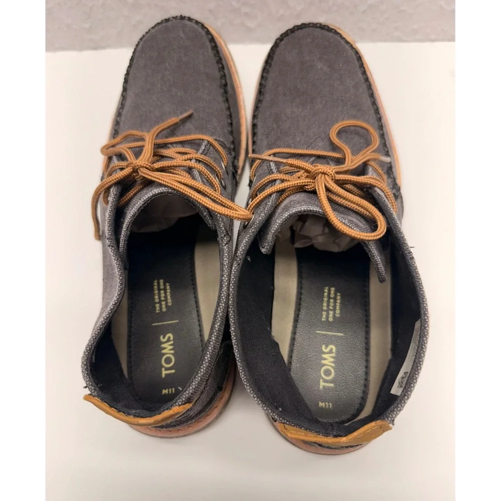 TOMS Mens Chukka Boots Charcoal Gray Canvas Whipstitch Moc Toe Size 11 10014362